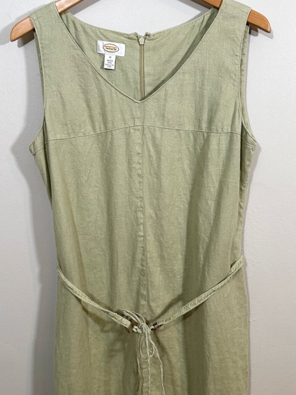 Talbots Green Linen Jumper Tank Maxi Dress Plus Sz 14 Beachy Cottagecore Summer - Picture 4 of 10